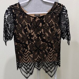 Express Black Lace Blouse